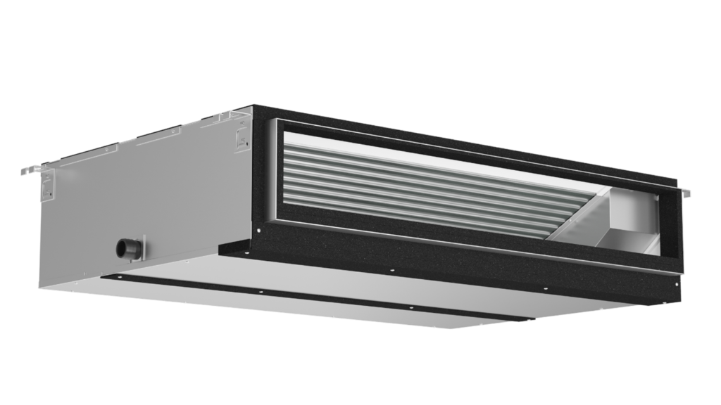 Advanced Ductless installation of a concealed ducted slim mini split AC unit. This discreet, energy-efficient system is designed for seamless integration, providing quiet and effective cooling while maintaining energy savings.