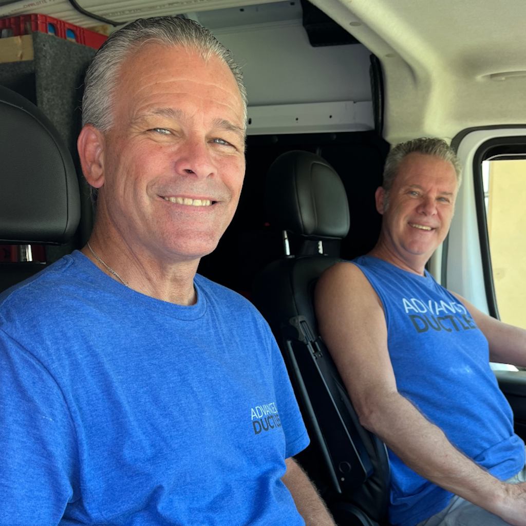 Advanced Ductless owner and installation manager in the company van, en route to a mini split AC installation at a customer's home.